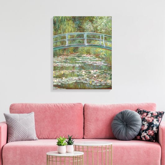 Monet Art Bridge over een Pond van Watergelingen Canvas Afdruk (Insitu (Woonkamer))