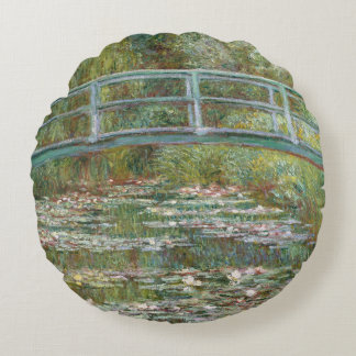 Monet Art Bridge over een Pond van Watergelingen Rond Kussen