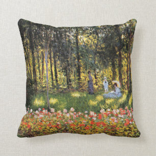 Monet - Artiestenfamilie in de tuin Kussen