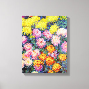 Monet - Bed of Chrysanthemums Canvas Afdruk
