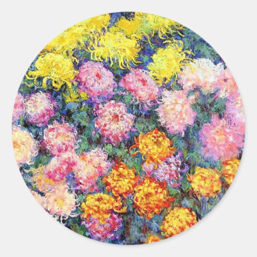 Monet - Bed van Chrysanthema Ronde Sticker (Voorkant)