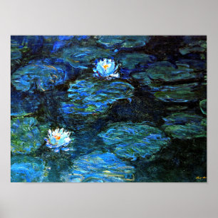 Monet - Blauwe waterlimieten Poster