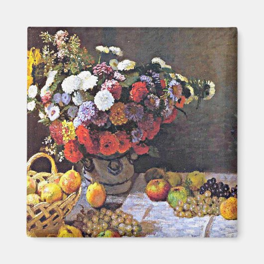 Monet - bloemen en vruchten magneet (Voorkant)