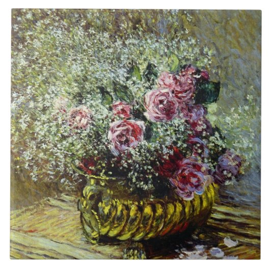 Monet - Bloemen in een pot Tegeltje (Voorkant)