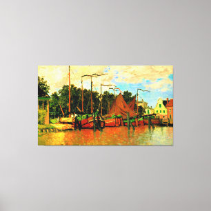 Monet - Boats in Zaandam, beroemd schilderij Canvas Afdruk