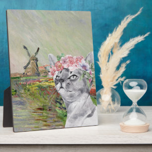 Monet Champ Tulipes en Fancy kat Fotoplaat