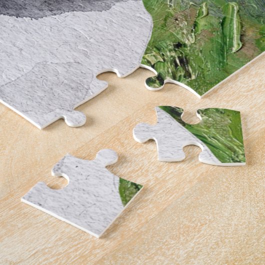 Monet Champ Tulipes en Fancy kat Legpuzzel (Zijkant)