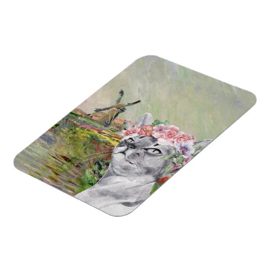 Monet Champ Tulipes en Fancy kat Magneet (Linkerzijde)