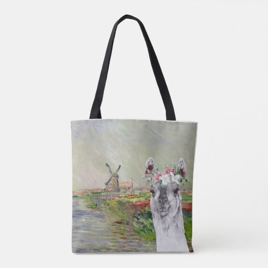 Monet Champ Tulipes en Fancy Llama Draagtas (Achterkant)