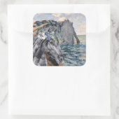 Monet Cliff of Aval & Black Horse Compilation Vierkante Sticker (Tas)