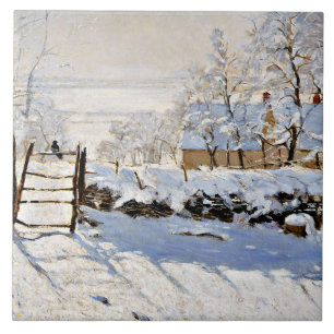 Monet - De Ekster, beroemd schilderij, Tegeltje