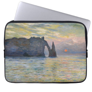 Monet - De haven van Etretat, klif bij zonsonderga Laptop Sleeve