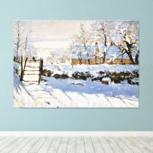 Monet - De Magpie, beroemd schilderij, Canvas Afdruk (Insitu (Houten vloer))