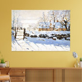 Monet - De Magpie, beroemd schilderij, Canvas Afdruk (Insitu (Woonkamer))