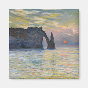 Monet - De Manneport, Klif bij Etretat, Zonsonderg Magneet