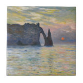 Monet - De Manneport, Klif bij Etretat, Zonsonderg Tegeltje (Voorkant)