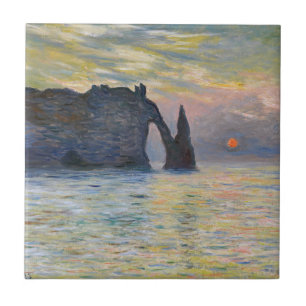 Monet - De Manneport, Klif bij Etretat, Zonsonderg Tegeltje