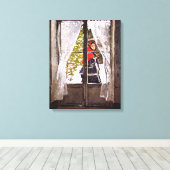 Monet - De Rode Sjaal, Impressionisme Canvas Afdruk (Insitu (Houten vloer))