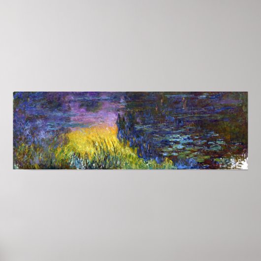 Monet - de waterlelies die de zon instellen poster (Voorkant)
