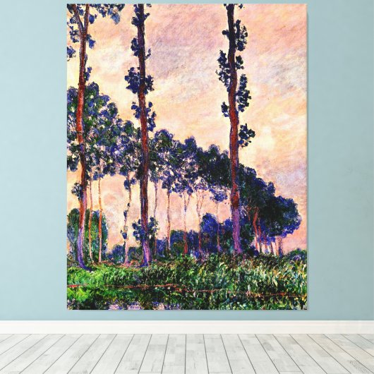 Monet - Drie bomen in grijze weer Canvas Afdruk (Insitu (Houten vloer))