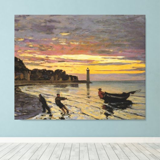 Monet - Een Boat Ashore, mooie kunst, Canvas Afdruk (Insitu (Houten vloer))