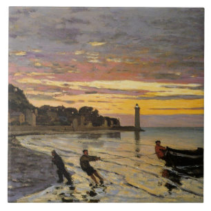 Monet - Een Boat Ashore, mooie kunst, Tegeltje
