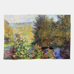 Monet - Een hoek van de tuin in Montgeron Theedoek