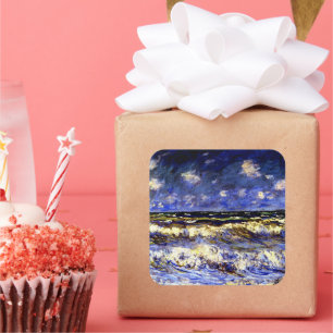 Monet - Een Stormy-Zee Vierkante Sticker