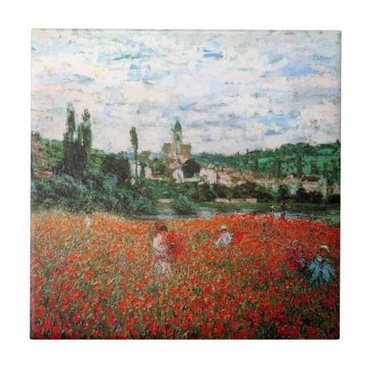 Monet Field of Red Poppies Tile Tegeltje (Voorkant)