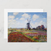 Monet Field Tulips avec carte postale moulin à ven (Devant / Derrière)