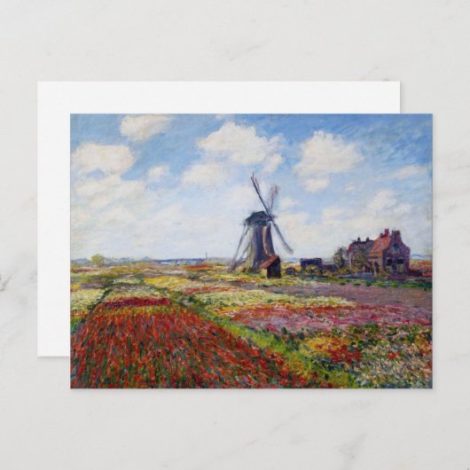 Monet Field Tulips avec carte postale moulin à ven (Devant / Derrière)