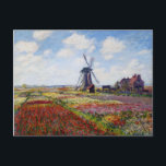 Monet Field Tulips avec carte postale moulin à ven<br><div class="desc">Monet Field of Tulips avec carte postale Windmill. Peinture à l'huile sur toile de 1886. L'une des oeuvres les plus colorées de Monet peintes autour du moulin à vent de Rijnsburg. Les champs de tulipes sont remplis de rouge, de blanc, de jaune et de vert. Une belle peinture paysagère qui...</div>