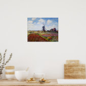 Monet Field Tulips with Windmill Poster (Cuisine)