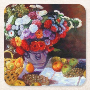 Monet Flowers en Fruit Vierkante Kartonnen Onderzetter