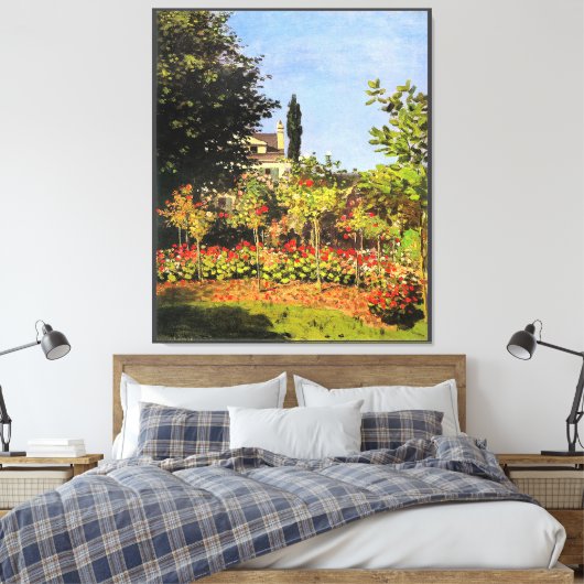 Monet - Garden in Bloom Canvas Afdruk (Insitu (Slaapkamer))