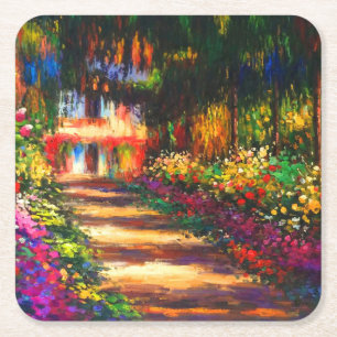 Monet Garden op Giverny Vierkante Kartonnen Onderzetter