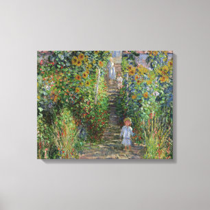Monet Garden Vetheuil Impressionim Painting Canvas Afdruk