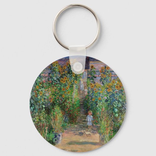 Monet Garden Vetheuil Impressionim Painting Sleutelhanger (Voorkant)