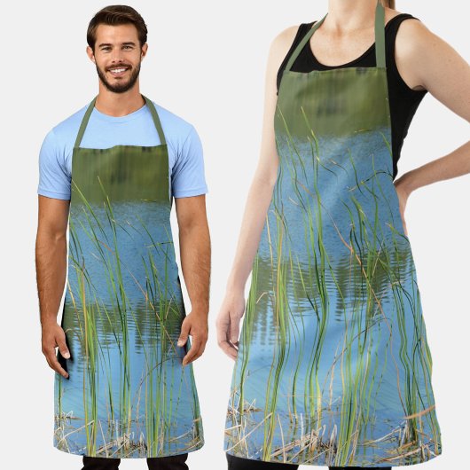 Monet geïnspireerde Cattails Reeds op Lake Blue Schort