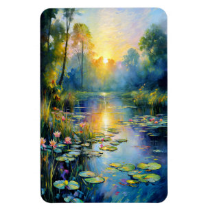 Monet-geïnspireerde Lily Pond bij Sunrise Impressi Magneet