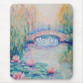 Monet geïnspireerde waterlelies en brug muismat