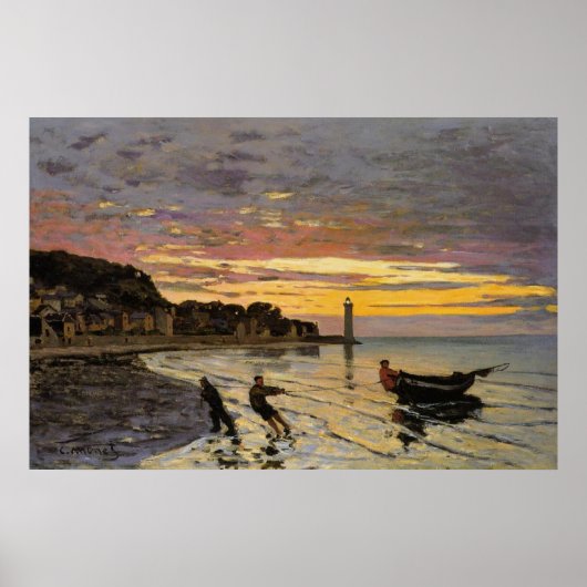 Monet - Hauling a Boat Ashore, art, Poster (Devant)
