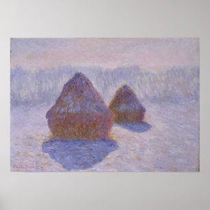 Monet - Haystacks (effect van sneeuw en zon) 1891 Poster