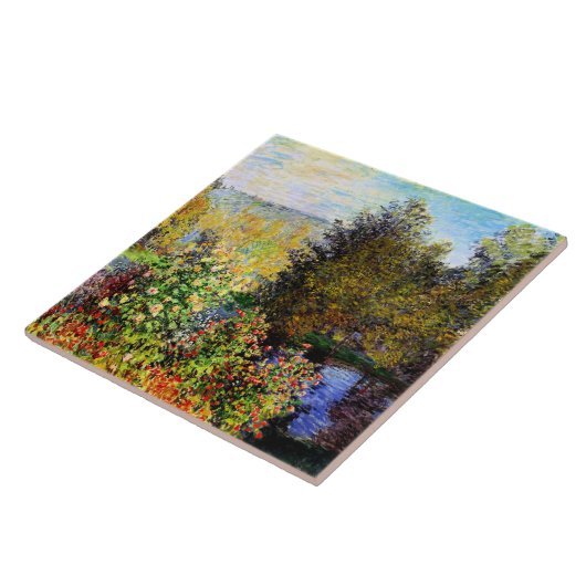 Monet - Hoek van de tuin in Montgeron Tegeltje (Zijkant)