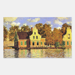 Monet - Huizen aan de Zaan bij Zaandam, Rechthoekige Sticker