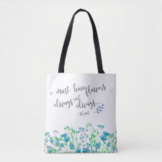 Monet ik moet bloemen hebben altijd blauwe tuin tote bag