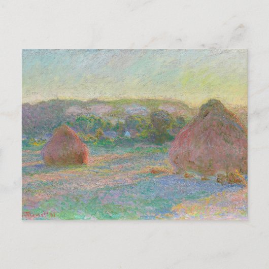 Monet Impressionist Art Haystacks Einde zomer Briefkaart (Voorkant)