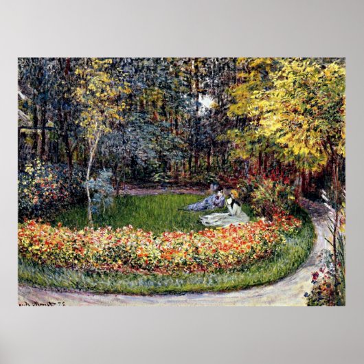 Monet - In de tuin, beroemd schilderij Poster (Voorkant)