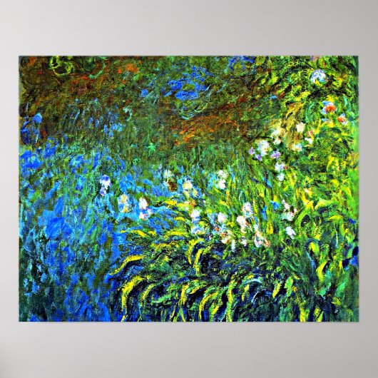 Monet - Iris bij de Zee Roos Pond Poster (Voorkant)