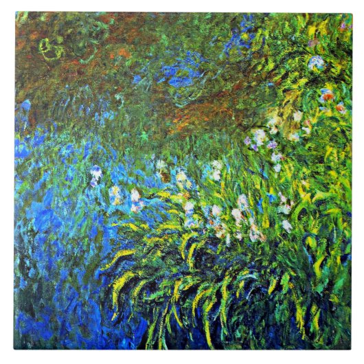 Monet - Iris bij de Zee Roos Pond Tegeltje (Voorkant)